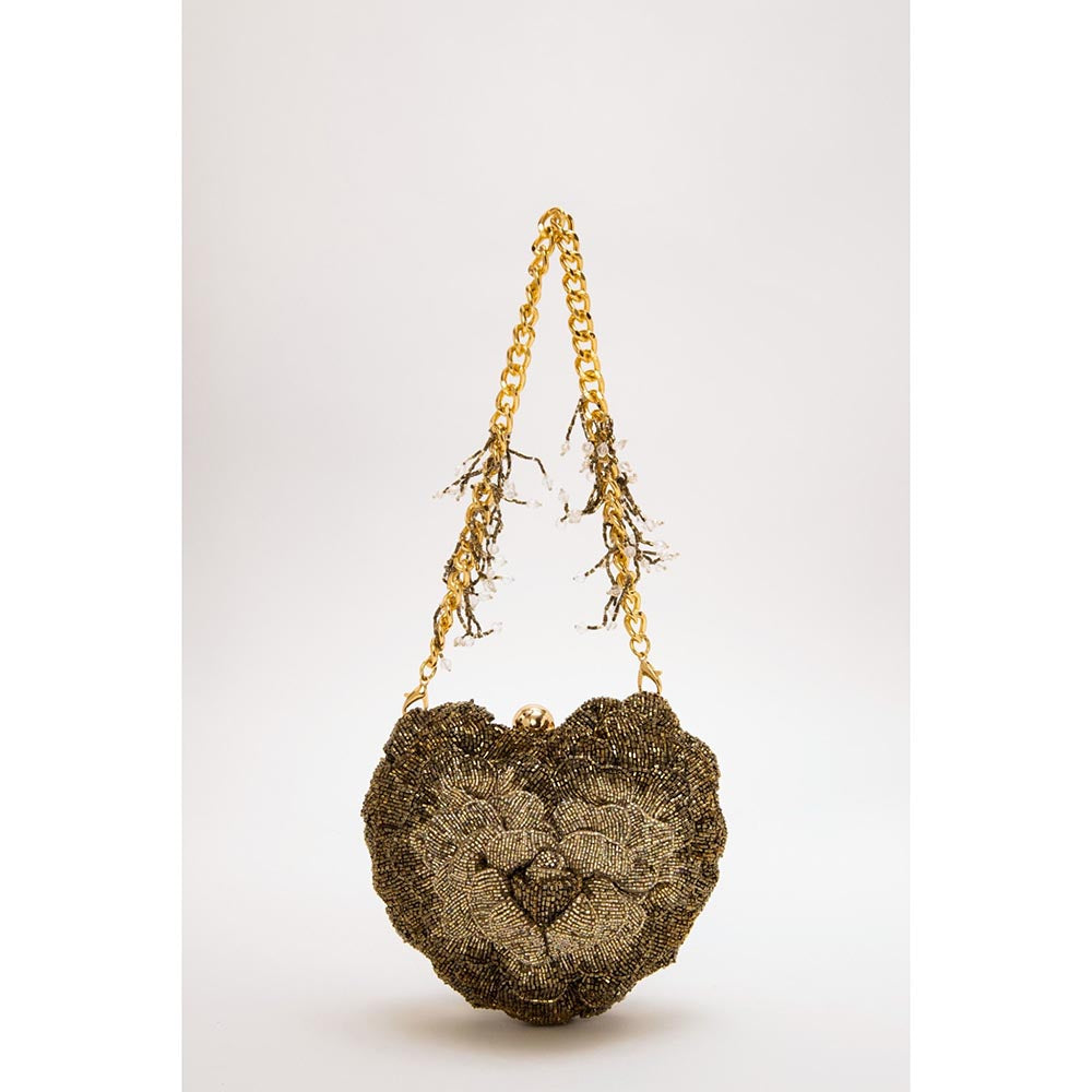 DOUX AMOUR Isa Vintage Gold Embellished Clutch