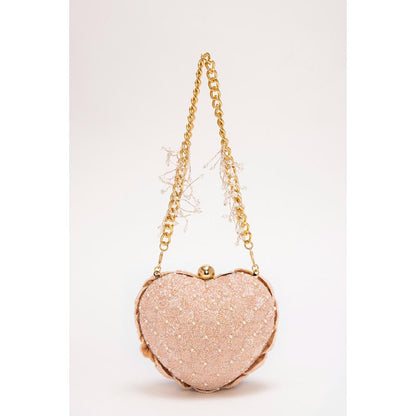 DOUX AMOUR Isa Blush Pink Embellished Clutch