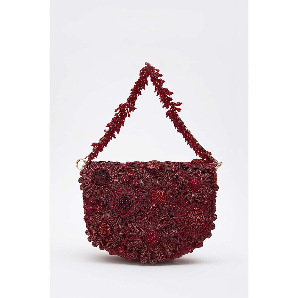 DOUX AMOUR Fiona Maroon Clutch