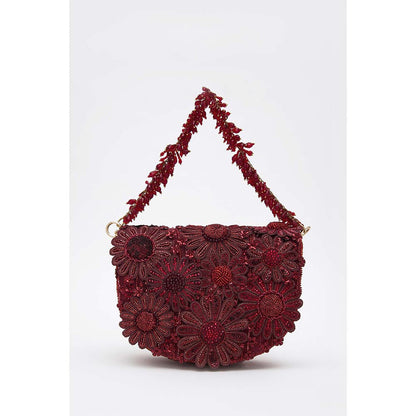 DOUX AMOUR Fiona Maroon Clutch
