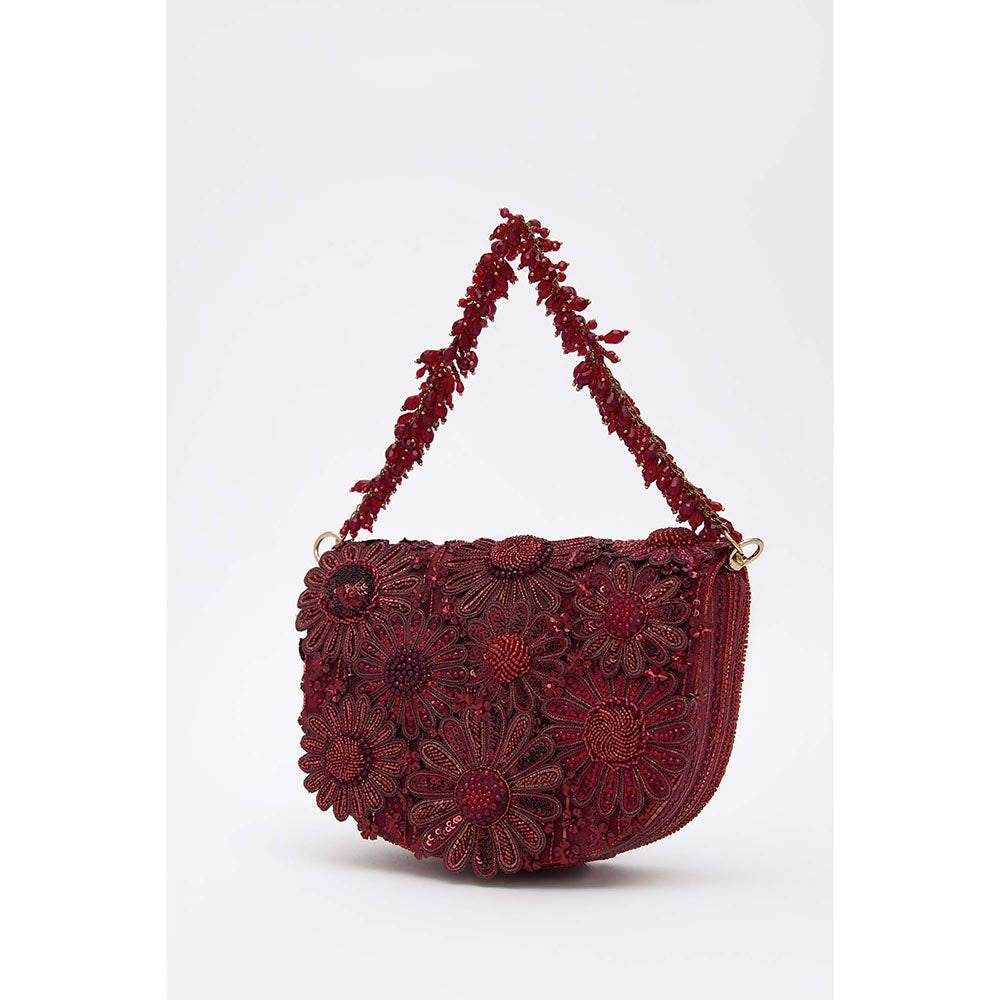 DOUX AMOUR Fiona Maroon Clutch