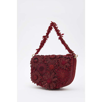 DOUX AMOUR Fiona Maroon Clutch