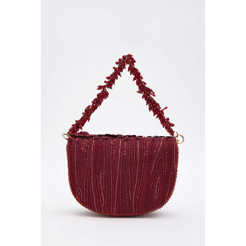 DOUX AMOUR Fiona Maroon Clutch