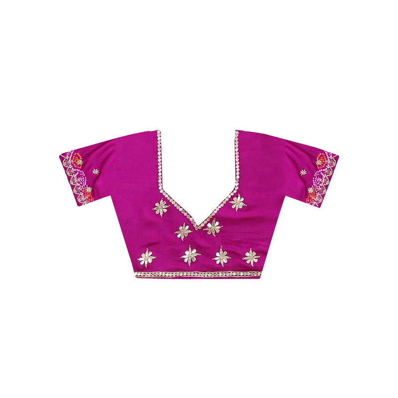 Dress & Dazzle Purple Bandhani Silk Saree with Unstitched Blouse