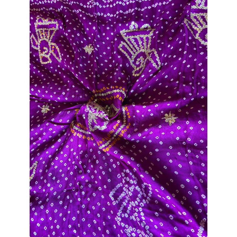 Dress & Dazzle Purple Bandhani Silk Saree with Unstitched Blouse