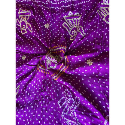 Dress & Dazzle Purple Bandhani Silk Saree with Unstitched Blouse