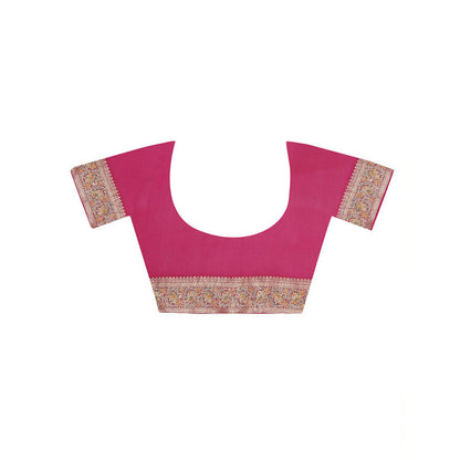 Dress & Dazzle Ombre Pink Khaddi Georgette Silk Saree with Unstitched Blouse