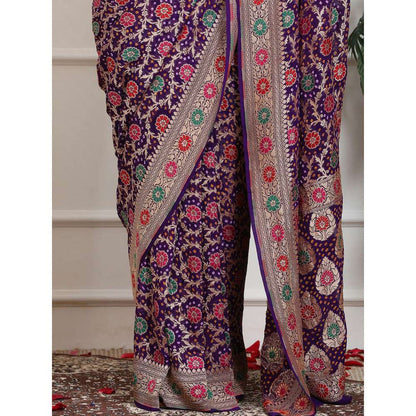 Dress & Dazzle Purple Khaddi Georgette Saree with Unstitched Blouse