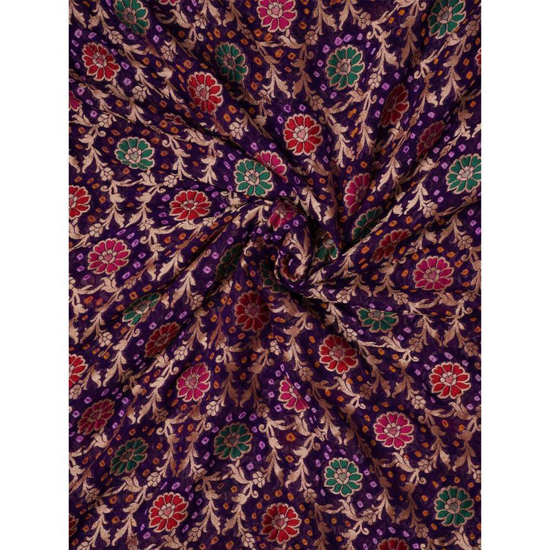 Dress & Dazzle Purple Khaddi Georgette Saree with Unstitched Blouse