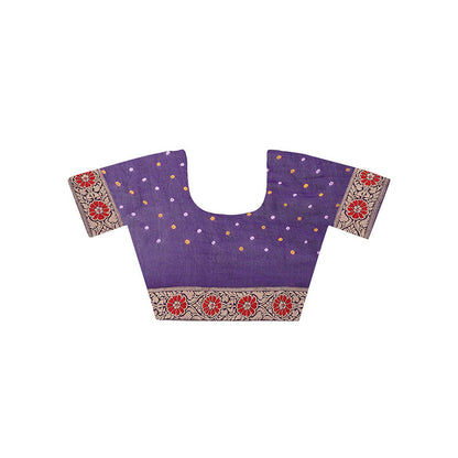 Dress & Dazzle Purple Khaddi Georgette Saree with Unstitched Blouse