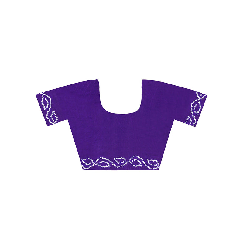 Dress & Dazzle Mystic Purple Bandhani Silk Saree with Unstitched Blouse