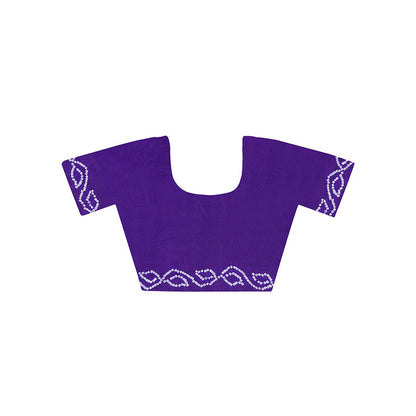Dress & Dazzle Mystic Purple Bandhani Silk Saree with Unstitched Blouse