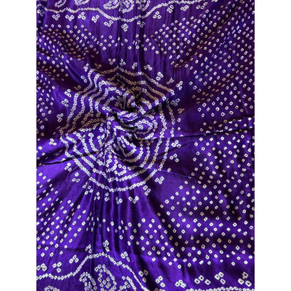 Dress & Dazzle Mystic Purple Bandhani Silk Saree with Unstitched Blouse