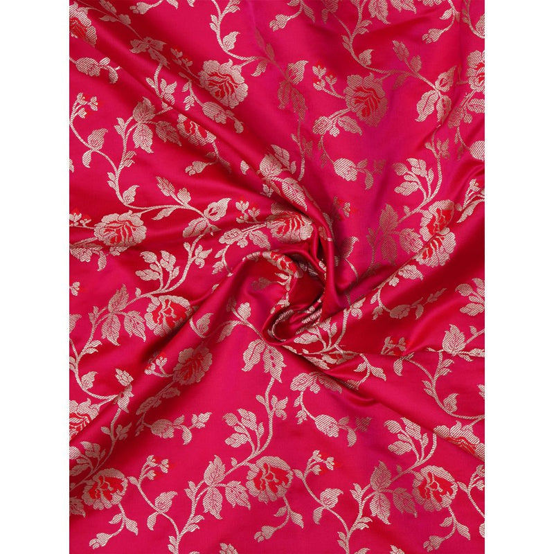 Dress & Dazzle Dazzling Pink Katan Silk Saree with Unstitched Blouse