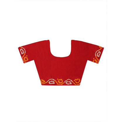 Dress & Dazzle Green And Red Gharchola Saree with Unstitched Blouse