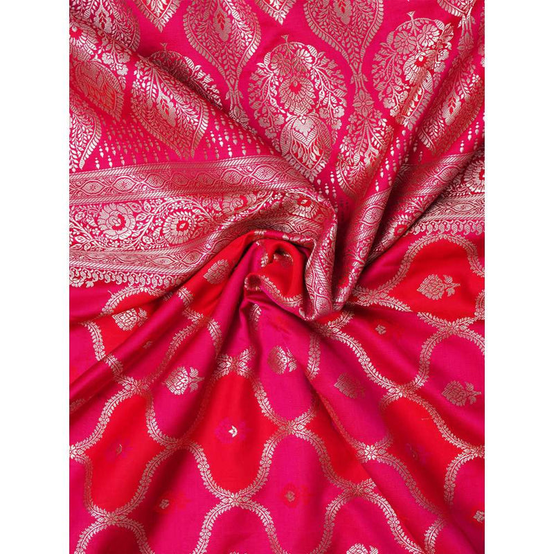 Dress & Dazzle Royal Pink Rangkat Silk Saree with Unstitched Blouse