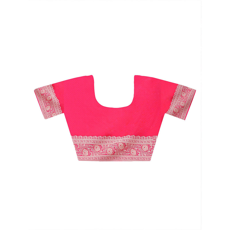 Dress & Dazzle Royal Pink Rangkat Silk Saree with Unstitched Blouse