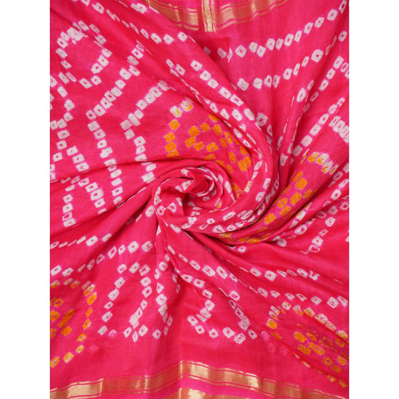 Dress & Dazzle Carrot Pink Gharchola Silk Saree with Unstitched Blouse