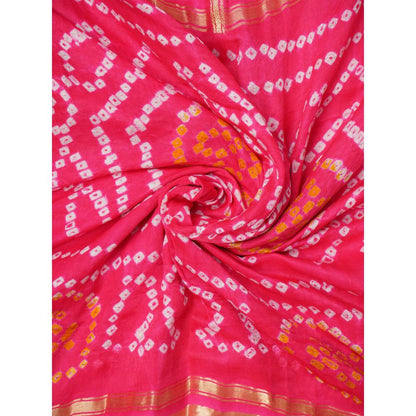 Dress & Dazzle Carrot Pink Gharchola Silk Saree with Unstitched Blouse