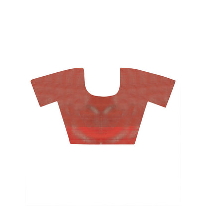 Dress & Dazzle Brick Red Katan Silk Saree with Unstitched Blouse
