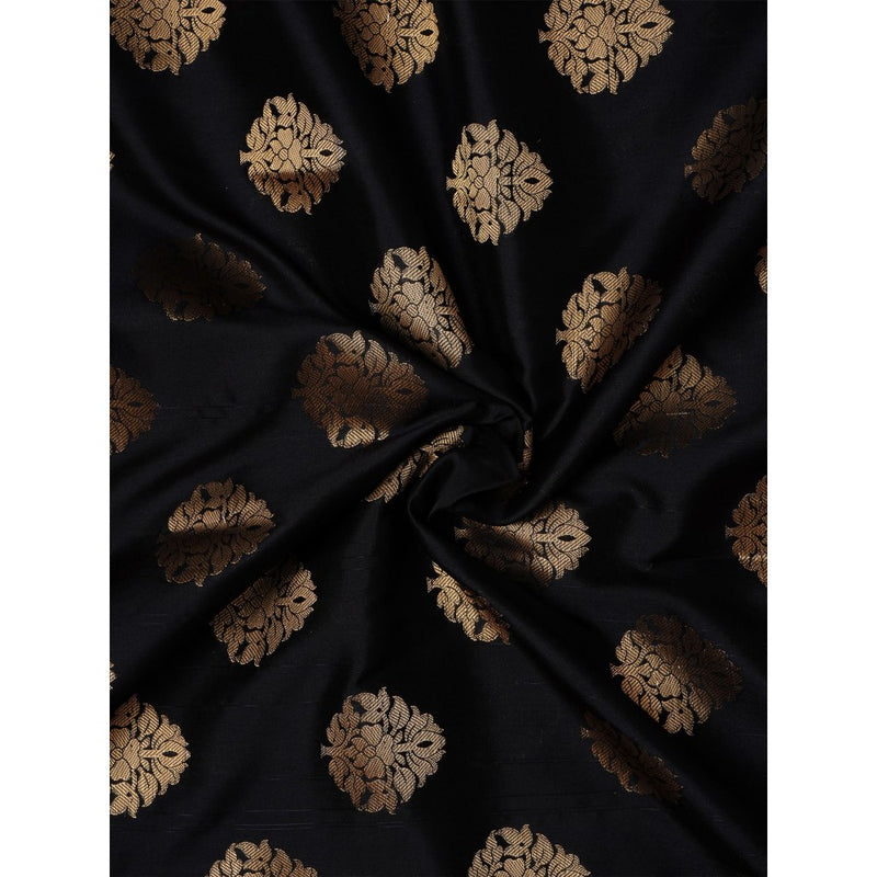 Dress & Dazzle Black Katan Silk Saree with Unstitched Blouse