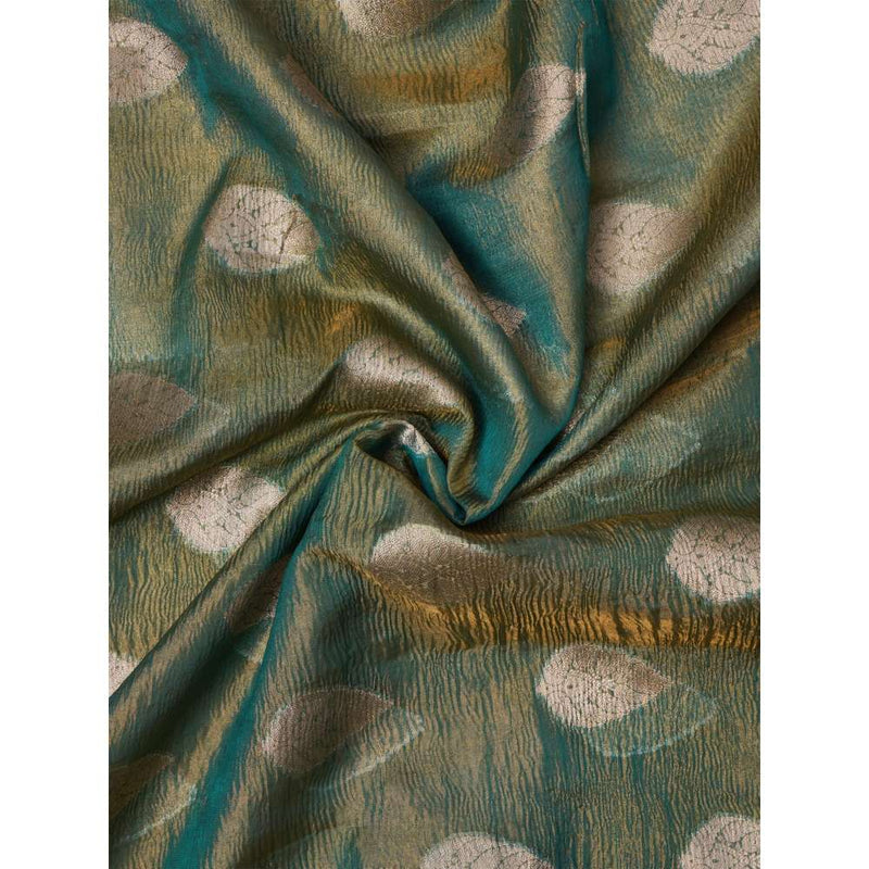 Dress & Dazzle Sea Green Crush Tissue Saree with Unstitched Blouse