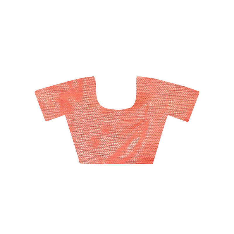 Dress & Dazzle Brown Pink Crush Tissue Saree with Unstitched Blouse