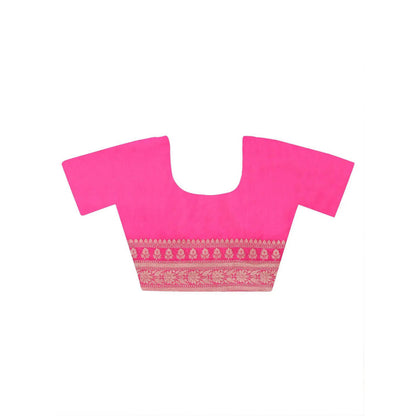 Dress & Dazzle Turquoise Blue Zari Leheriya Saree with Unstitched Blouse