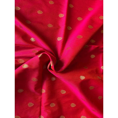 Dress & Dazzle Women Pink Katan Silk Saree with Unstitched Blouse