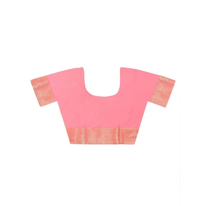 Dress & Dazzle Women Neon Pink Katan Silk Saree with Unstitched Blouse