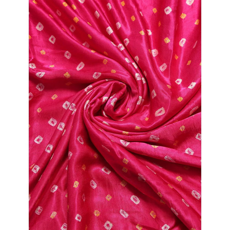 Dress & Dazzle Hot Pink Bandhini Modal Silk Saree with Unstitched Blouse