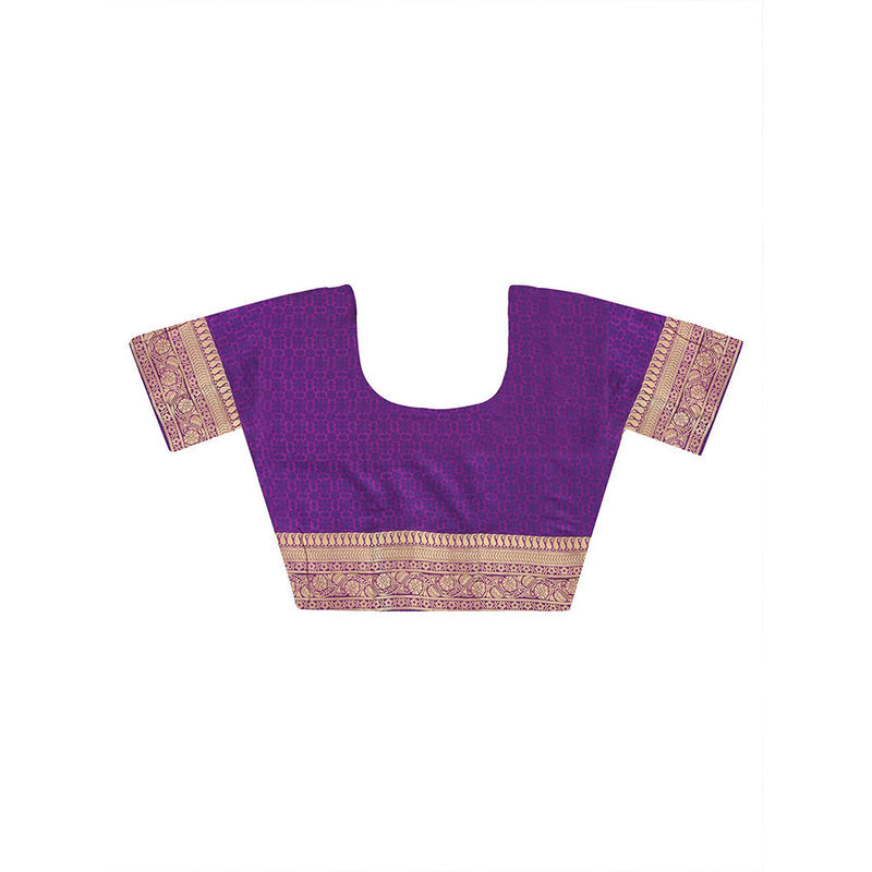 Dress & Dazzle Purple Tanchui Silk Saree with Unstitched Blouse