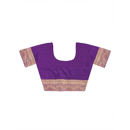 Dress & Dazzle Purple Tanchui Silk Saree with Unstitched Blouse
