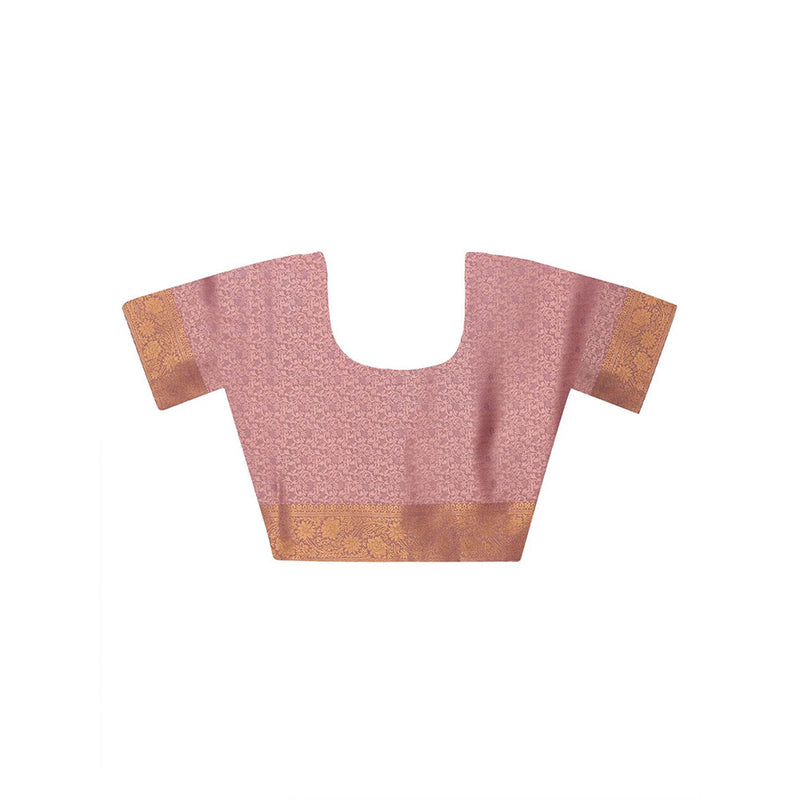 Dress & Dazzle Mauve Tanchui Silk Saree with Unstitched Blouse