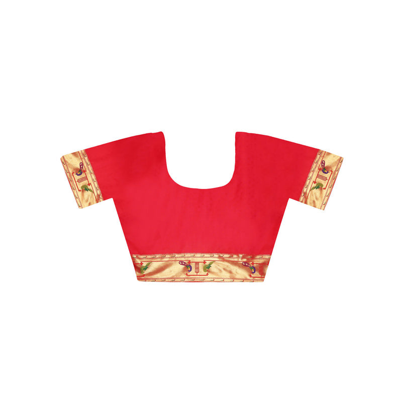 Dress & Dazzle Rust Paithani Tissue Silk Saree with Unstitched Blouse