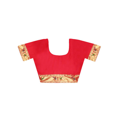 Dress & Dazzle Rust Paithani Tissue Silk Saree with Unstitched Blouse