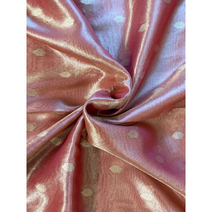 Dress & Dazzle Pink Paithani Tissue with Unstitched Blouse