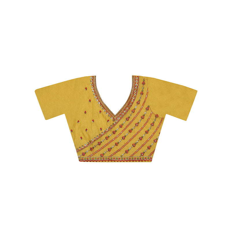 Dress & Dazzle Pink Paithani Tissue with Unstitched Blouse