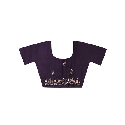 Dress & Dazzle Dark Purple Satin Tissue with Unstitched Blouse