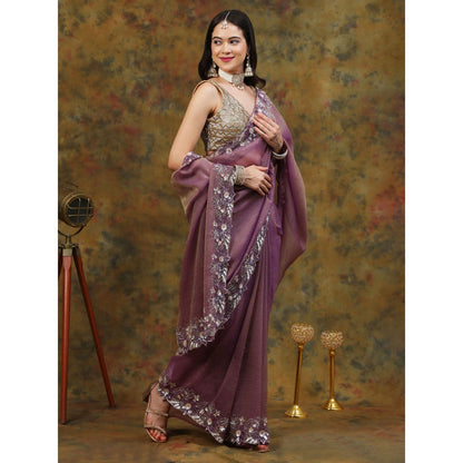 Dress & Dazzle Dusty Mauve Crepe Organza with Unstitched Blouse