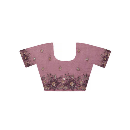 Dress & Dazzle Dusty Mauve Crepe Organza with Unstitched Blouse