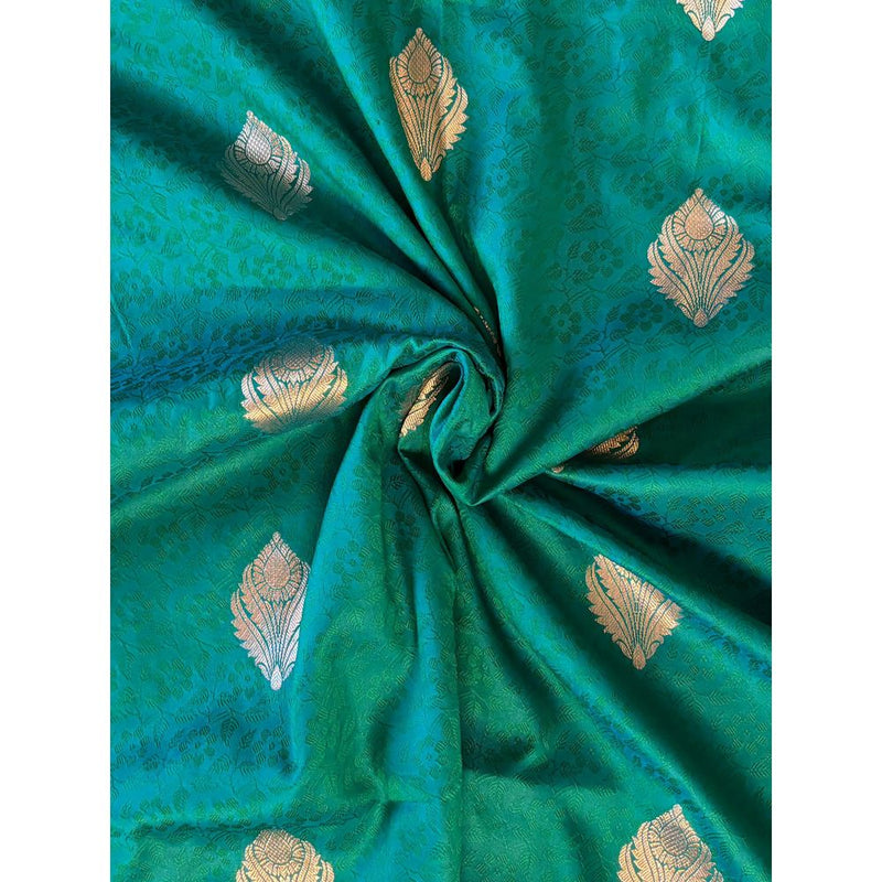 Dress & Dazzle Emerald Green Silk Saree with Unstitched Blouse
