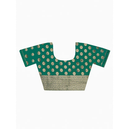Dress & Dazzle Emerald Green Silk Saree with Unstitched Blouse