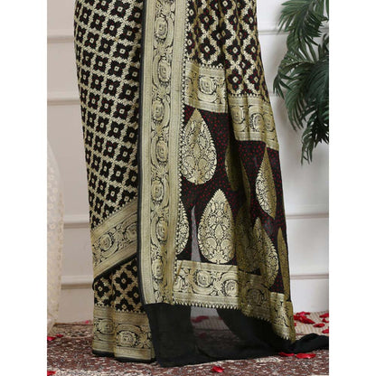 Dress & Dazzle Coco Black Khadi Georgette Saree with Unstitched Blouse