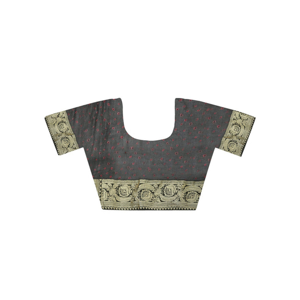 Dress & Dazzle Coco Black Khadi Georgette Saree with Unstitched Blouse