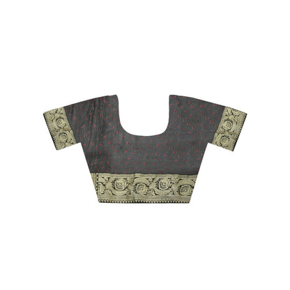 Dress & Dazzle Coco Black Khadi Georgette Saree with Unstitched Blouse
