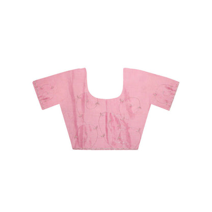 Dress & Dazzle Blush Pink Crepe Saree with Stitched Blouse