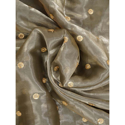 Dress & Dazzle Leaf Green Tissue Saree with Unstitched Blouse