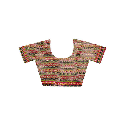 Dress & Dazzle Leaf Green Tissue Saree with Unstitched Blouse