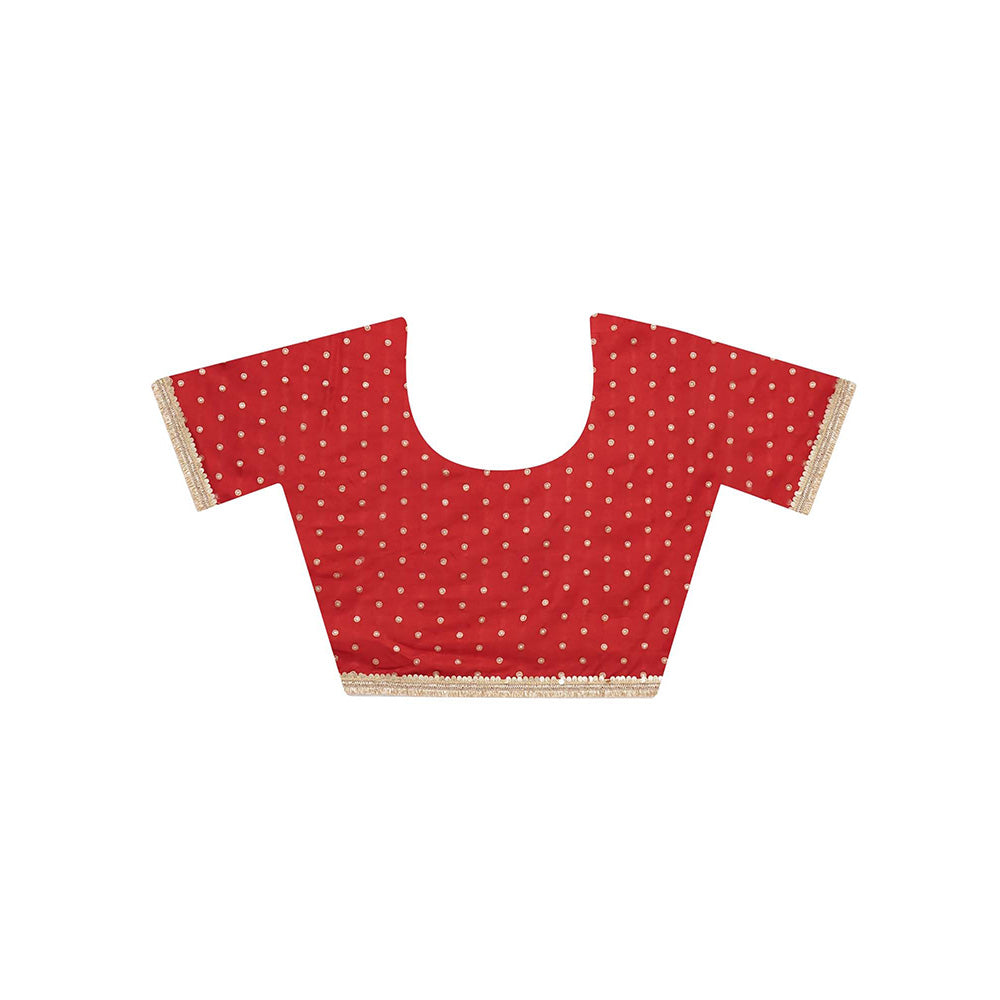 Dress & Dazzle Gold Tissue Saree with Unstitched Blouse